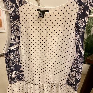 Greek Navy Blue and White Polka Dot Top